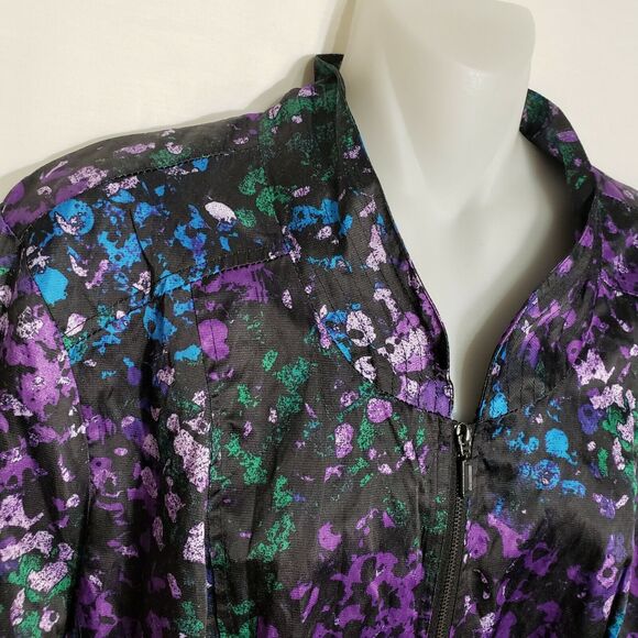 Laura Ashley Womens Jacket Size XL Multicolor Lightweight Zip Pockets Metallic - Picture 3 of 11